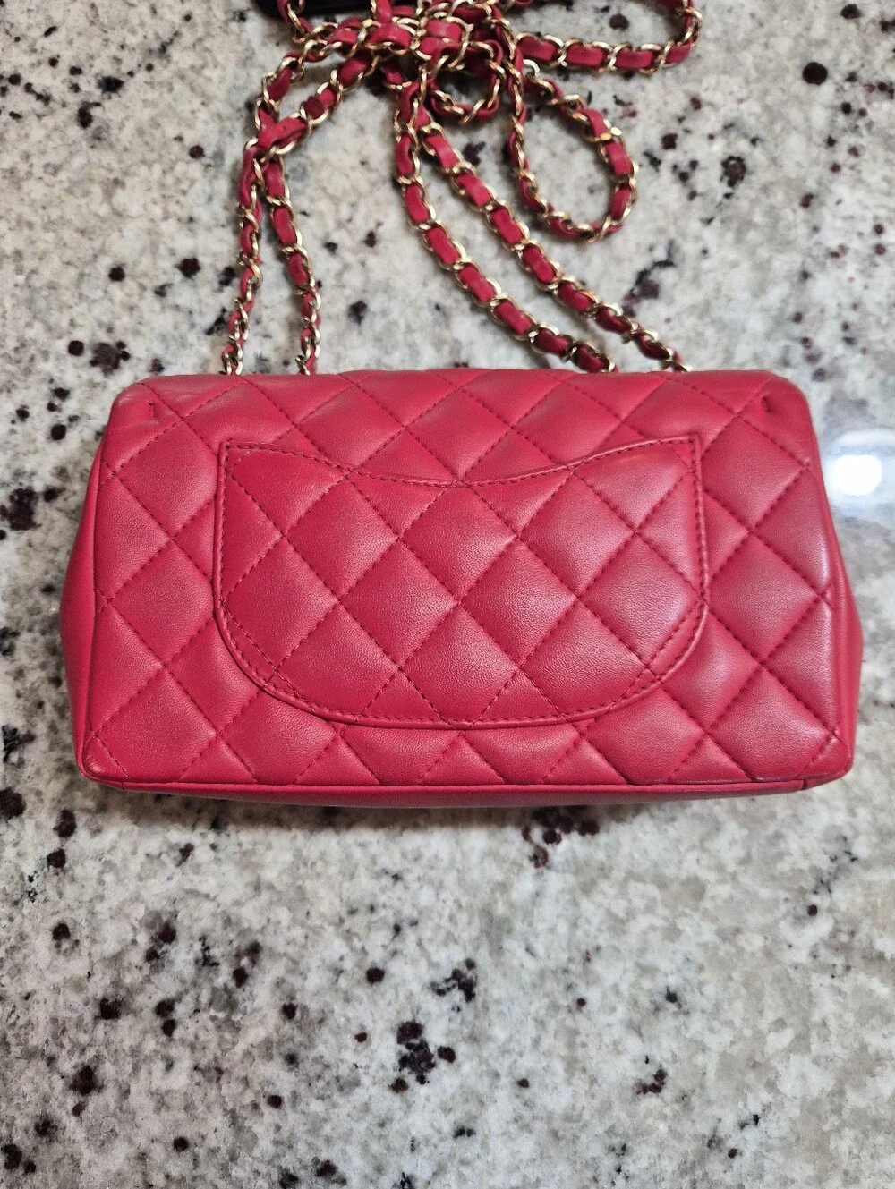Chanel 15B Lipstick Red Lambskin Classic Mini Flap Bag GHW Rectangular